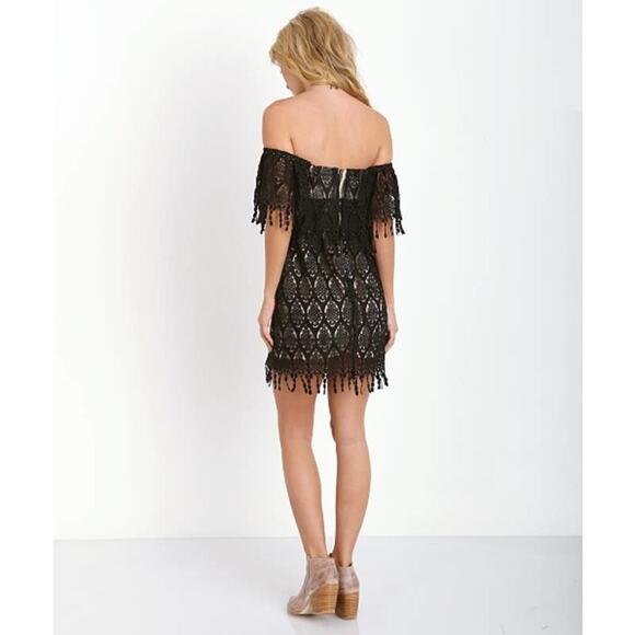 Stone Cold Fox Dress Womens Size XS/S Iowa Off The Shoulder Black Lace Overlay - Picture 2 of 7